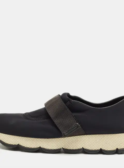 Prada Navy Blue Neoprene Velcro Sneakers Size 37
