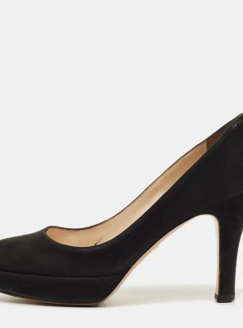 Prada Black Suede Platform Pumps Size 38.5