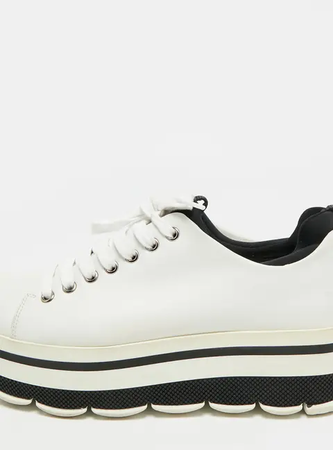 Prada Linea Rossa Size 39 White Leather Platform Sneakers