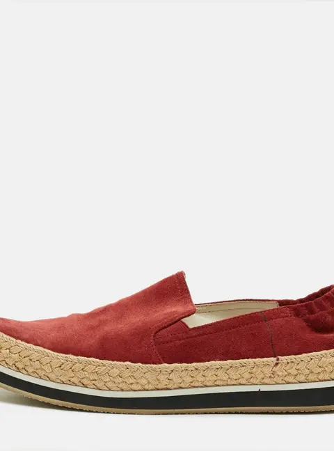 Prada Linea Rossa Size 39.5 Red Suede Espadrille Flats