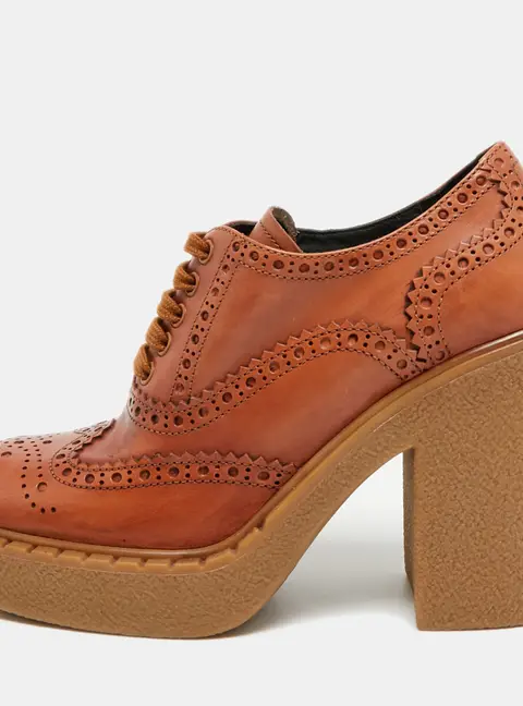 Prada Size 39.5 Brown Leather Block Heel Loafer Pumps