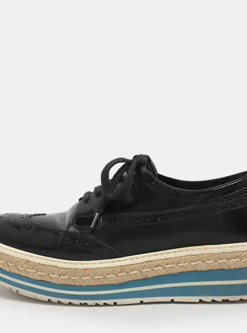 Prada Black Leather Derby Sneakers Size 39