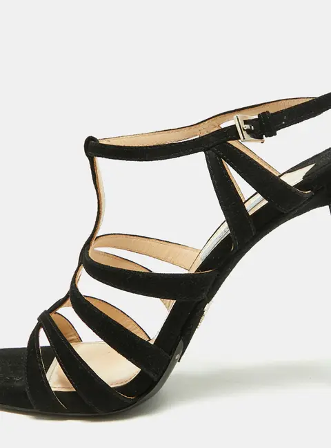 Prada Size 39 Black Suede T Strap Sandals