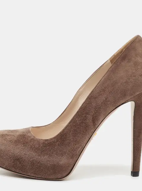 Prada Size 36.5 Brown Suede Platform Pumps