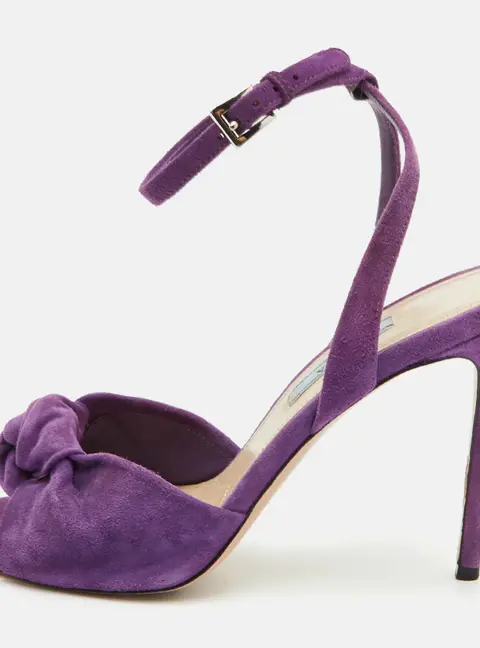Prada Size 38 Purple Suede Criss Cross Ankle Strap Sandals
