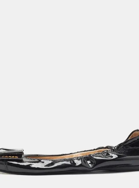 Prada Bow Size 41 Black Patent Leather Bow Detail Ballet Flats
