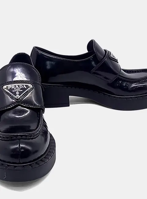Prada Black Leather Loafers EU 36