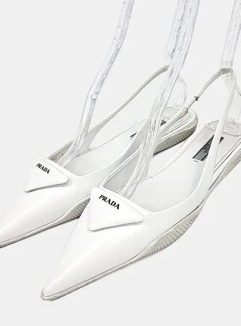 Prada White Leather Slingback EU 36.5