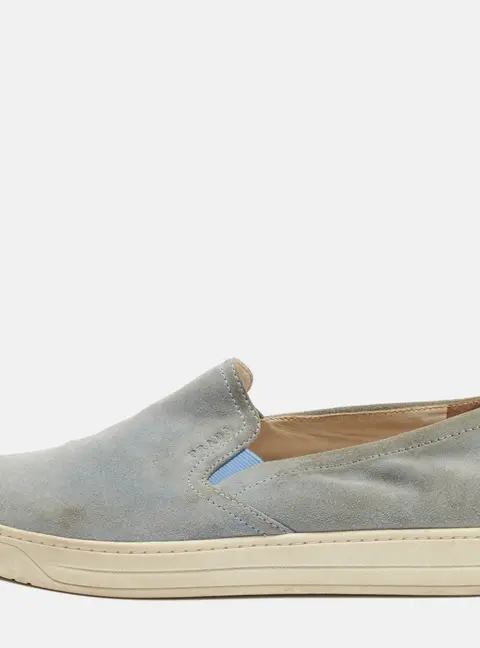 Prada Size 37 Blue Suede Slip On Sneakers