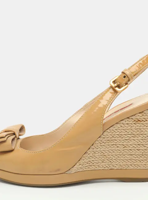 Prada Size 36 Brown Patent Leather Slingback Sandals