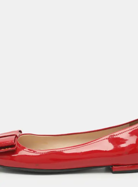 Prada Bow Size 37.5 Red Patent Leather Ballet Flats