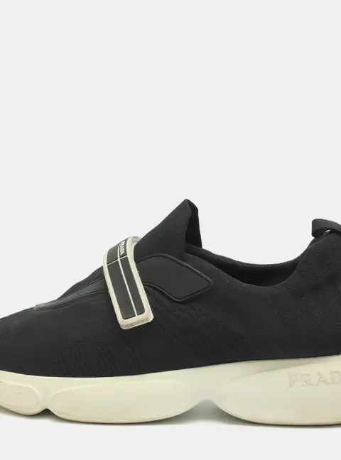 Prada Cloudbust Size 38.5 Black Knit Fabric Slip On Sneakers