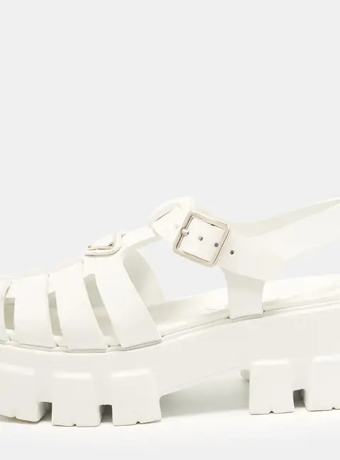 Prada Monolith Size 37 White Rubber Platform Sandals