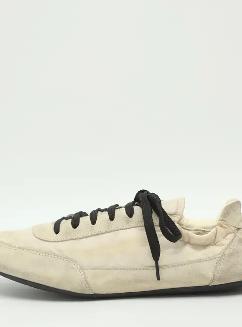 Prada Re-Nylon Size 39 White Nylon and Suede Collapse Sneakers