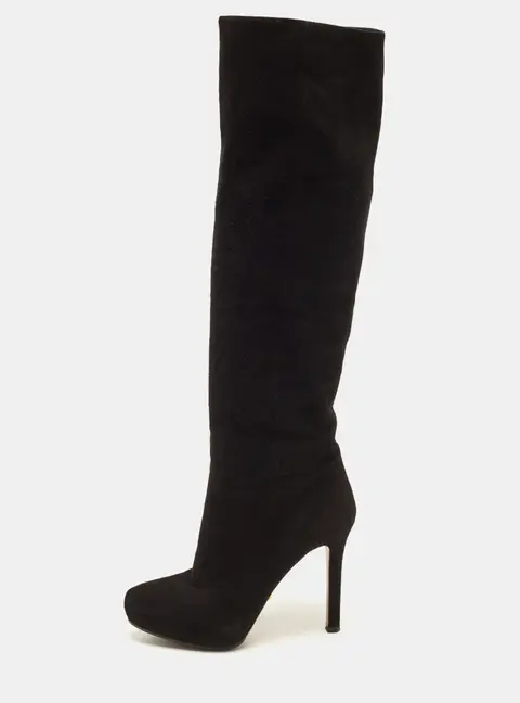 Prada Size 39 Black Suede Knee Length Boots