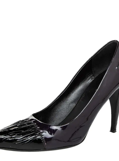 Prada Black/Purple Patent Leather Pointed Toe Pumps Size 39.5