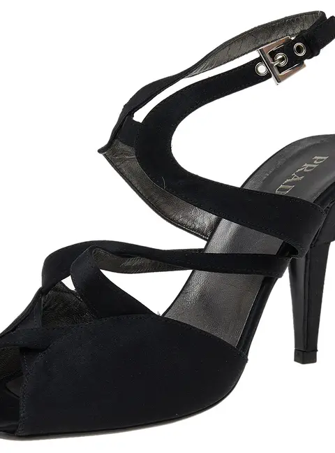 Prada Black Satin Slingback Sandals Size 37.5