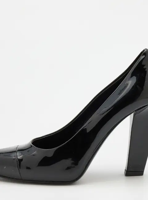 Prada Black Patent Leather Cap Toe Pumps Size 36.5