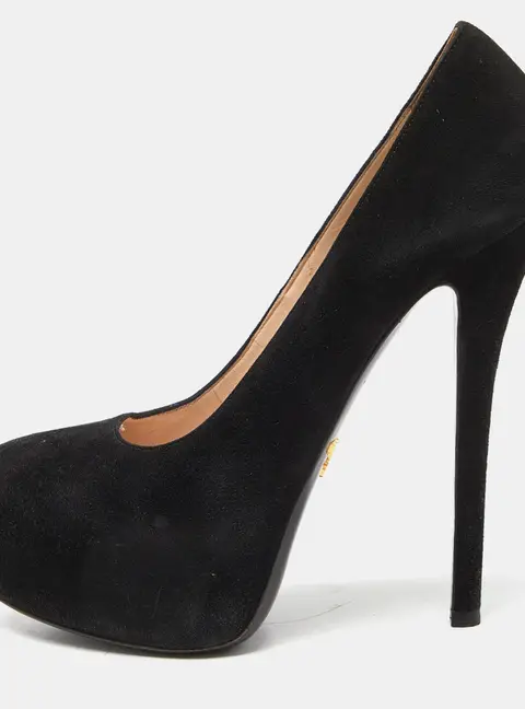 Prada Black Suede Platform Pumps Size 39