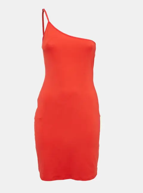 Preen By Thornton Bregazzi Red Jersey One Shoulder Bodycon Dress M