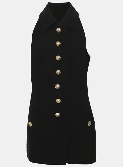 Proenza Schouler Black Gabardine Slim Fit Vest M