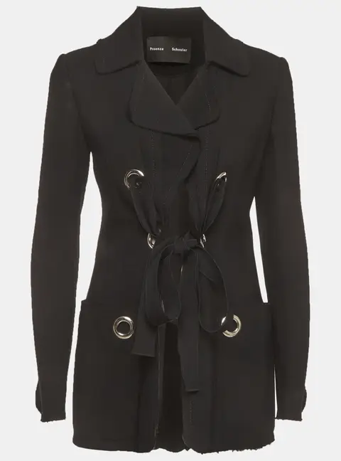 Proenza Schouler Black Wool Blend Tie Jacket S