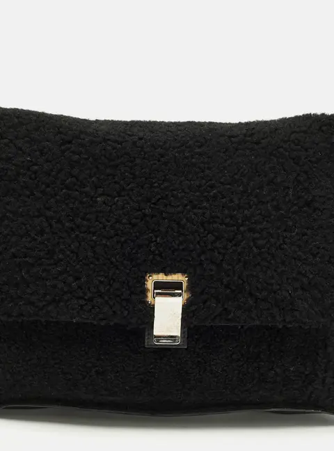 Proenza Schouler Lunch Black Faux Shearling Clutch