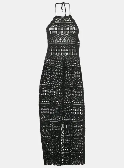 Rumer Black Crochet Halter Neck Ines Cover Up L