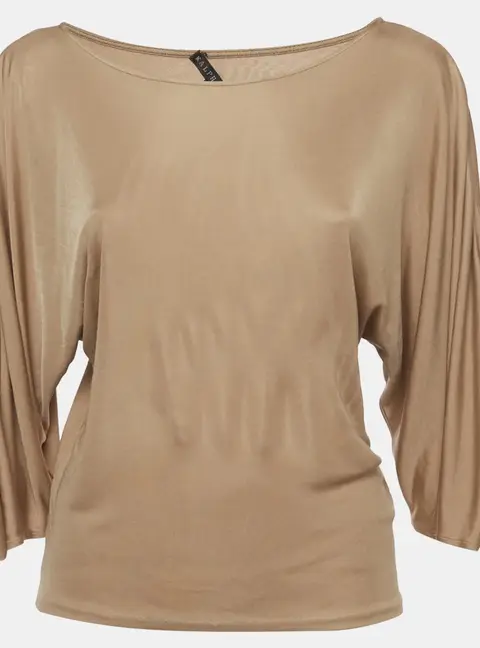 Ralph Lauren Beige Jersey Dolman Sleeve Boatneck Top S