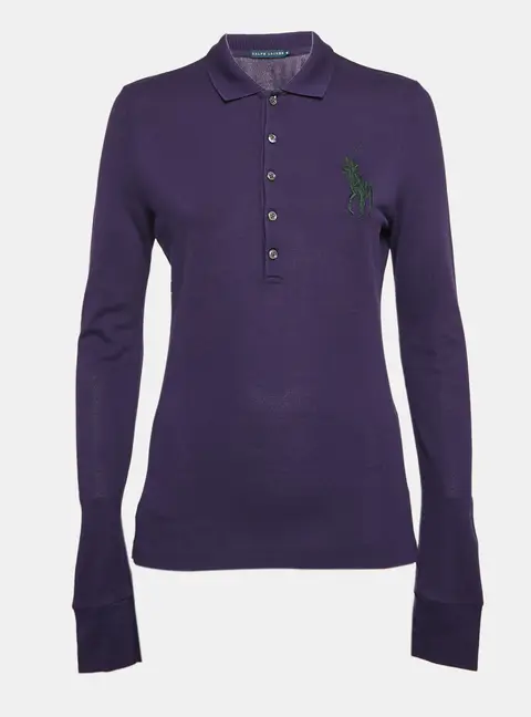 Polo Ralph Lauren Purple Cotton Pique Long Sleeve Polo T-Shirt M