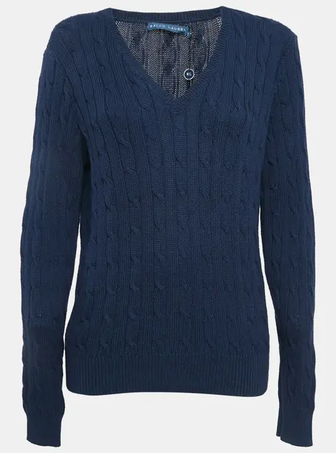 Ralph Lauren Hunter Navy Blue Cable Knit Sweater XL