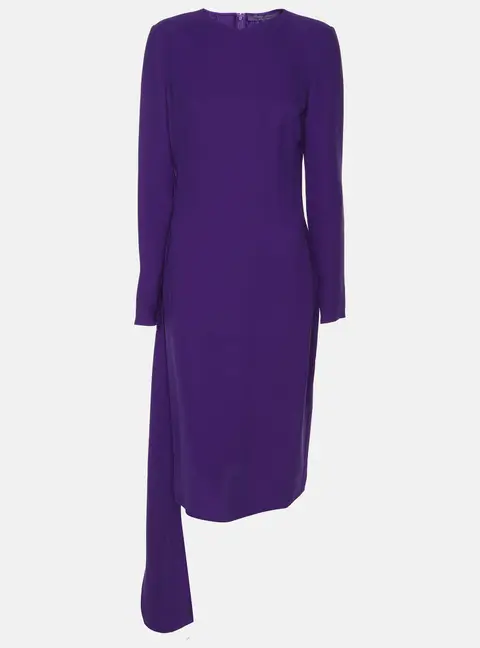 Ralph Lauren Purple Silk Belted Midi Dress M