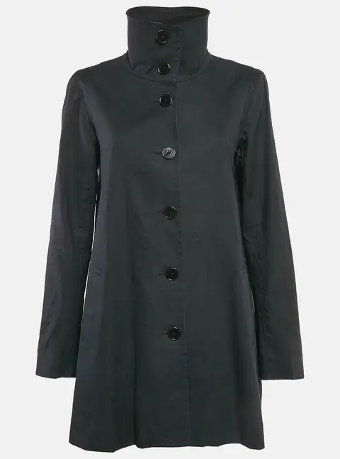 Ralph Lauren Black Cotton Single Breasted High Neck Coat M