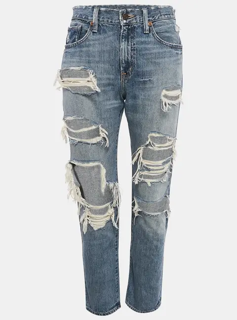 Ralph Lauren Blue Distressed Denim Low Waist Jeans M 33"