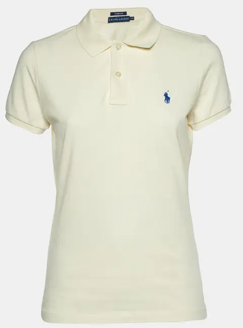 Ralph Lauren Cream Cotton Pique Polo T-Shirt L