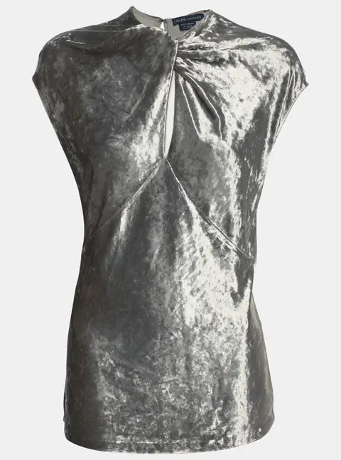 Ralph Lauren Silver Velvet Top S