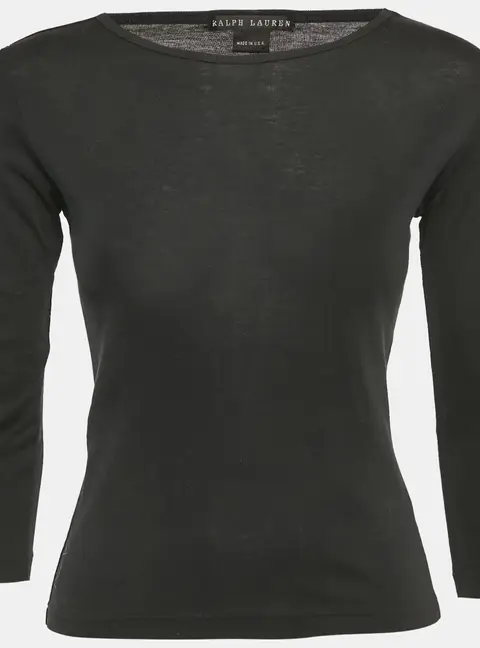 Ralph Lauren Black Cotton Knit Long Sleeve T-Shirt M