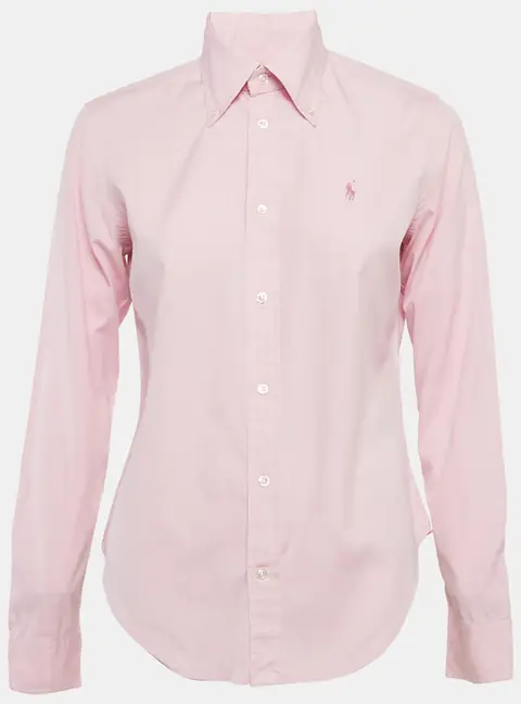 Ralph Lauren Pink Cotton Button Front Super Slim Fit L