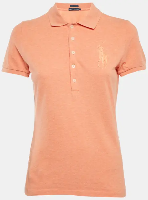 Ralph Lauren Orange Logo Embroidered Cotton Skinny Fit Polo T-Shirt M