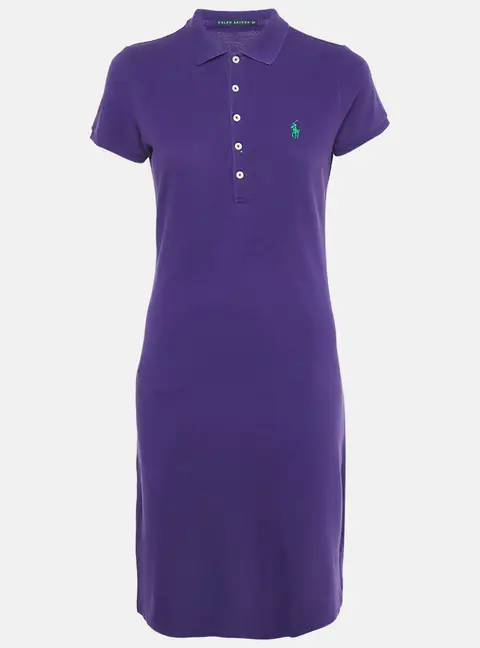 Ralph Lauren Purple Logo Embroidered Cotton Mini Polo T-Shirt Dress S