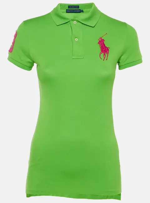 Ralph Lauren Green Logo Cotton The Skinny Polo T-Shirt S