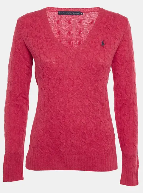 Ralph Lauren Sports Red Wool Cable Knit Sweater M
