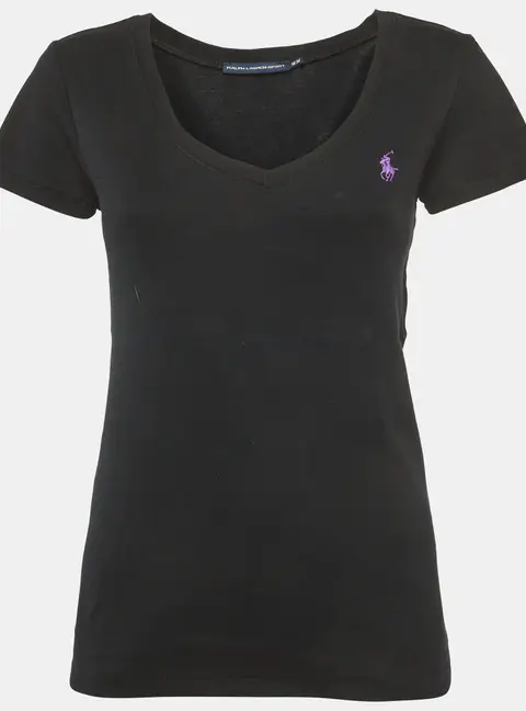 Ralph Lauren Sport Black Jersey V-Neck Top M