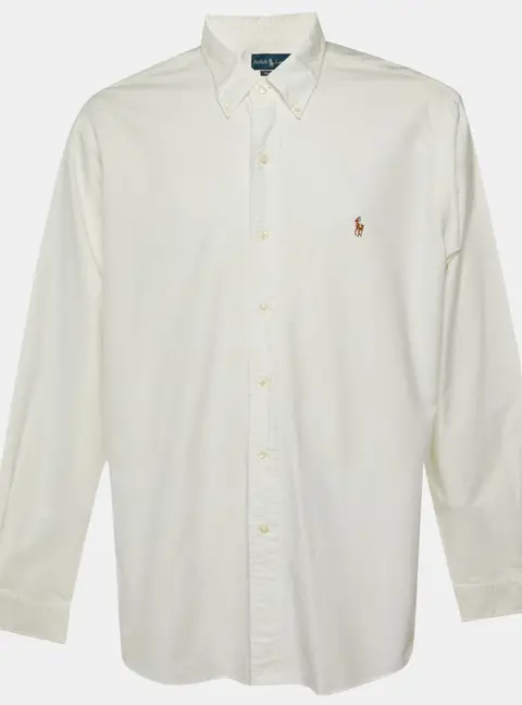 Ralph Lauren White Cotton Custom Fit Button Down Shirt XXL