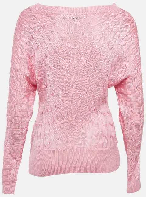 Ralph Lauren Pink Cable Knit Long Sleeve Sweater M