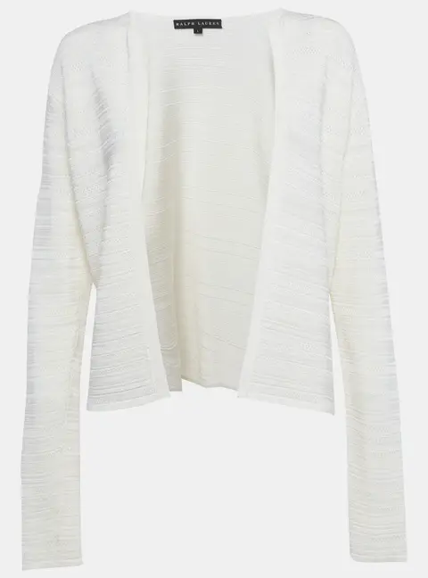 Ralph Lauren Off White Knitted Open Front Cardigan L
