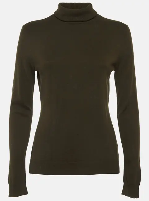 Ralph Lauren Olive Green Cashmere Knit Turtle Neck Sweater L
