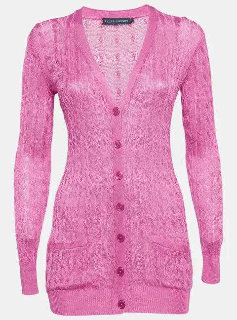 Ralph Lauren Pink Cable Knit Cardigan S