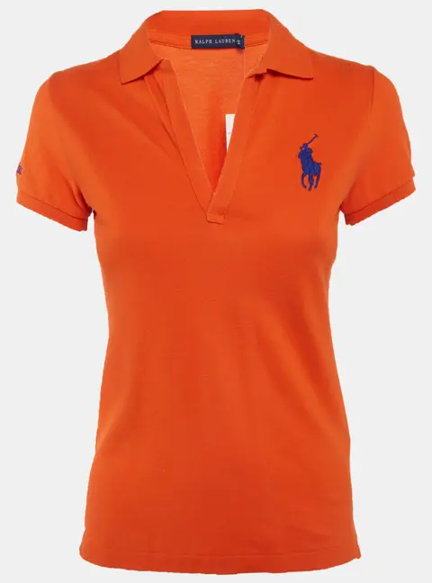 Ralph Lauren Orange Pique Polo T-Shirt XS