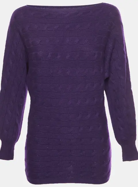 Ralph Lauren Purple Cable Knit Dolman Sleeve Sweater XS